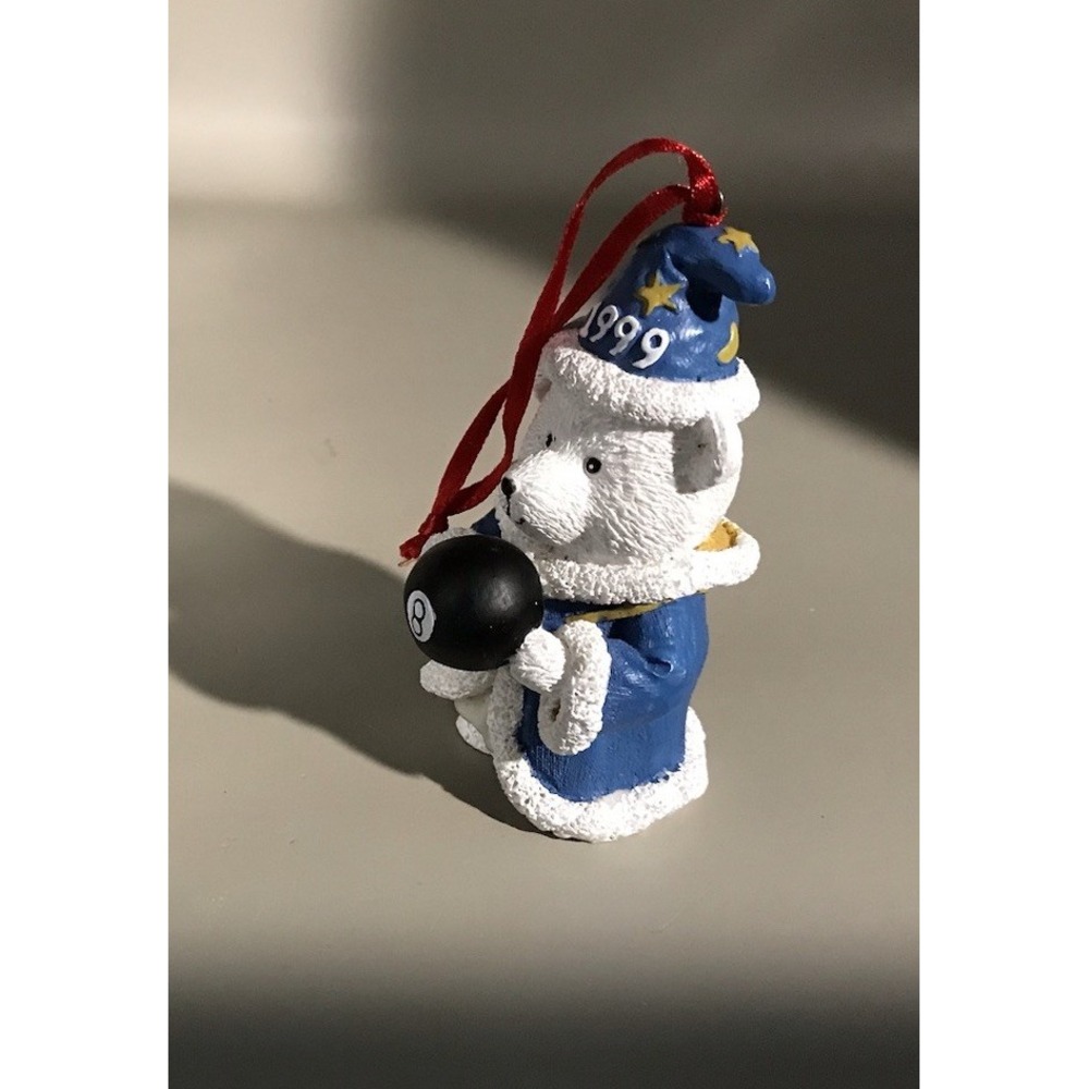 1999 Santa Bear Holding The 8 Ball Wearing A Blue Wizard Coat And‎ Hat